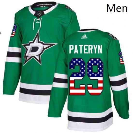 Mens Adidas Dallas Stars 29 Greg Pateryn Authentic Green USA Flag Fashion NHL Jersey